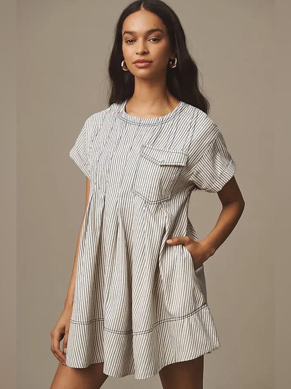 Pilcro anthropology striped mini denim dress size medium